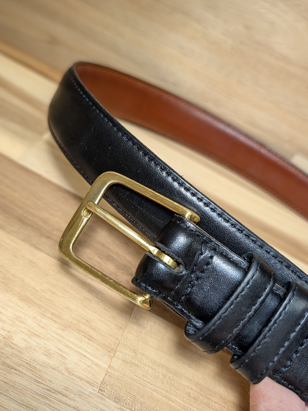 Vintage Coach 5800 Black Leather Belt Solid Brass USA Size 36/90